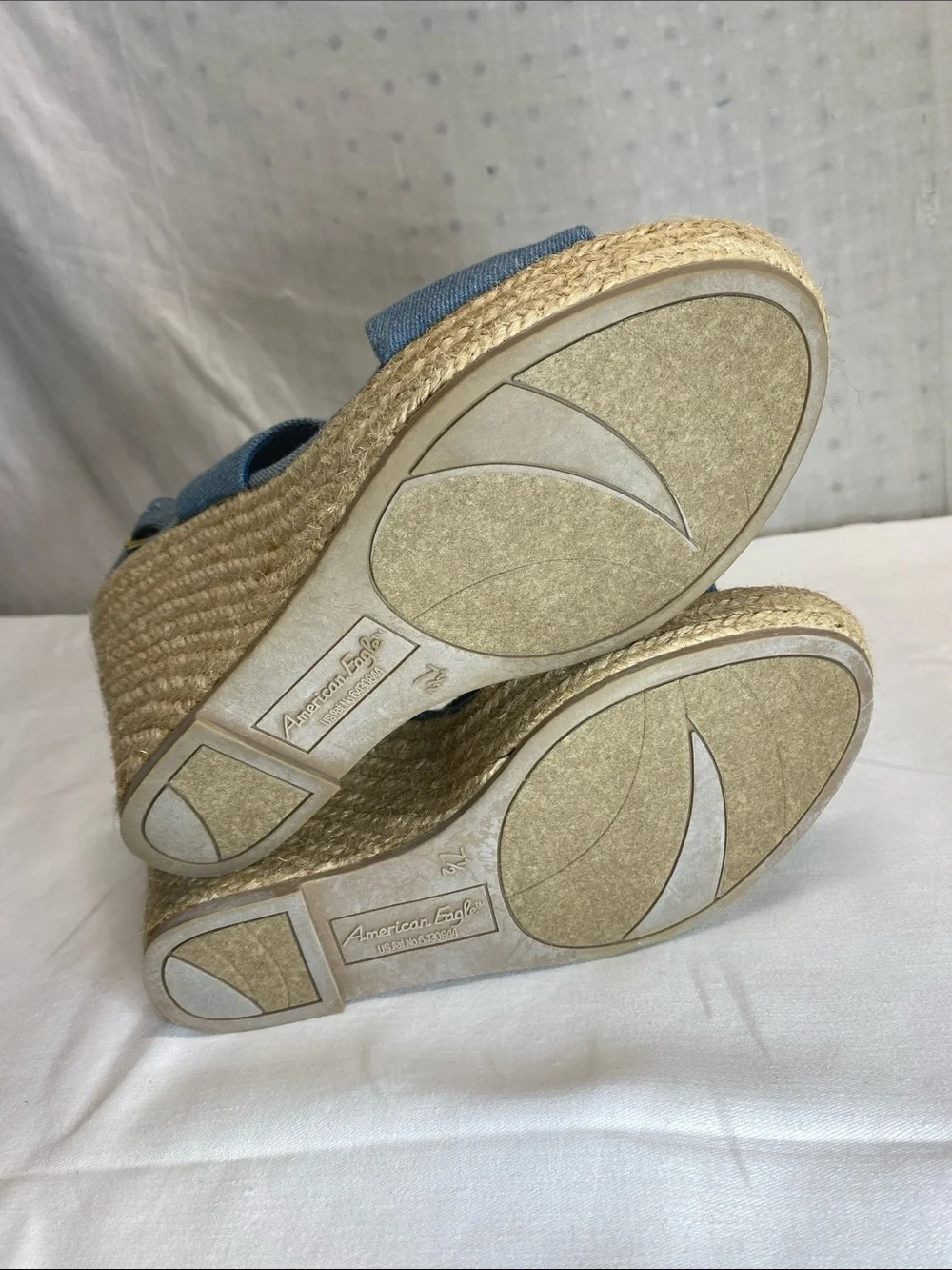 American Eagle Outfitters Denim Blue Espadrille Wedge Sandals Size 7.5